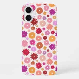 Farbenfrohe Blüten Wiederholungsmuster iPhone 16 Plus Hülle