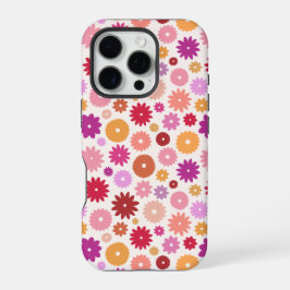 Farbenfrohe Blüten Wiederholungsmuster iPhone 16 Pro Hülle