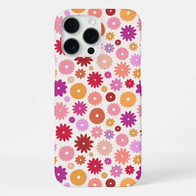 Farbenfrohe Blüten Wiederholungsmuster iPhone Hülle (Rückseite)