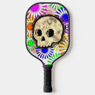 Farbenfrohe Blütenburgen Wasserfarbe Pickleball Schläger
