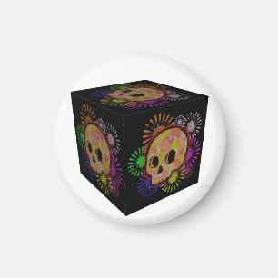 Farbenfrohe Blütenbursche Wasserfarbenkwürfel Magnet