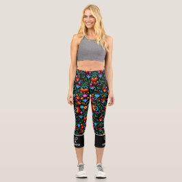 Farbenfrohe Blütenpraxis, individuelles Tennislogo Capri Leggings