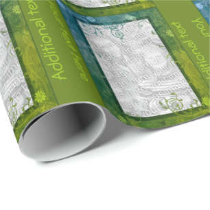 Farbenfrohe Blütenschräge Rahmen Foto Personalisie Geschenkpapier