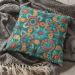 Farbenfrohe Bohemische Gestaltung Orange Aquamarin Kissen<br><div class="desc">Dieses Design kann durch Auswahl der Option Design bearbeiten personalisiert werden. Sie können auch auf andere Gegenstände übertragen. Kontaktieren Sie mich unter colorflowcreations@gmail.com oder nutzen Sie die Chat-Option oben auf der Seite, wenn Sie dieses Design auf einem anderen Produkt haben möchten oder Hilfe bei diesem Design benötigen. Sehen Sie mehr...</div>