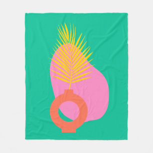 Farbenfrohe Boho-Abstracte Botanische Formen in Gr Fleecedecke