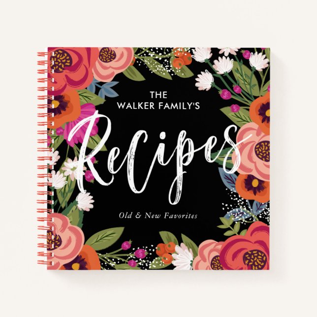 Farbenfrohe Boho-Blume Pinselstriche für Skripte Notizbuch (Vorderseite)