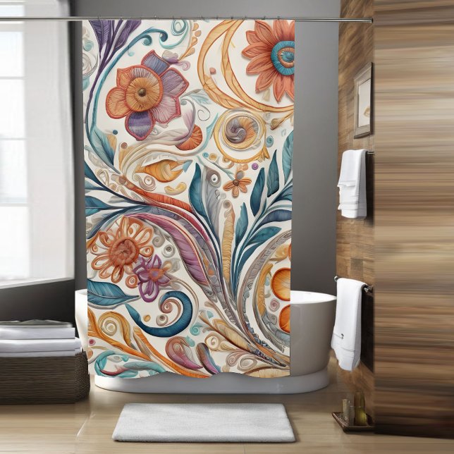 Farbenfrohe Boho Blume Thema Dusche Vorhang (Von Creator hochgeladen)