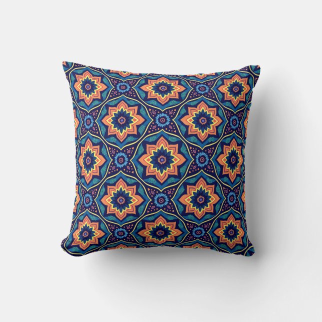 Farbenfrohe Boho Chic Blumenmuster Kissen (Vorderseite)