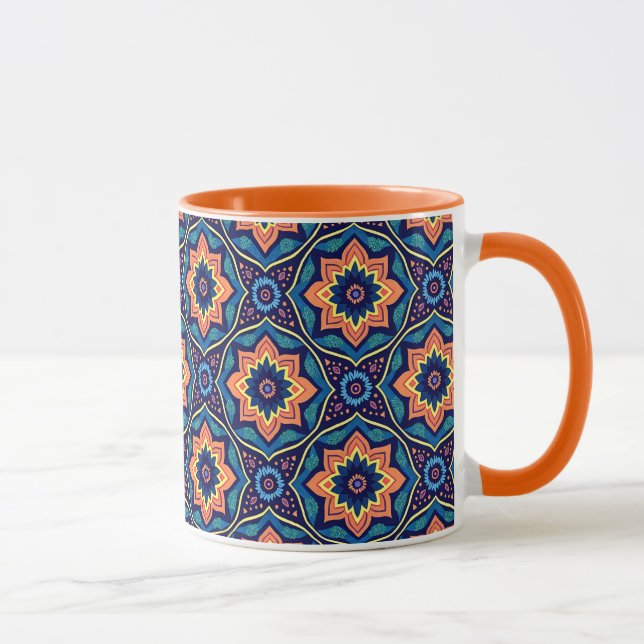 Farbenfrohe Boho Chic Blumenmuster Tasse (Rechts)