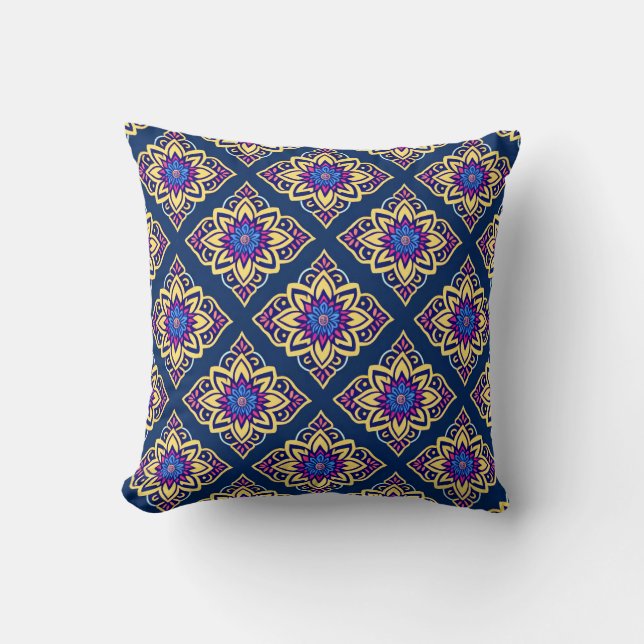 Farbenfrohe Boho Chic Geometric Muster Kissen (Vorderseite)