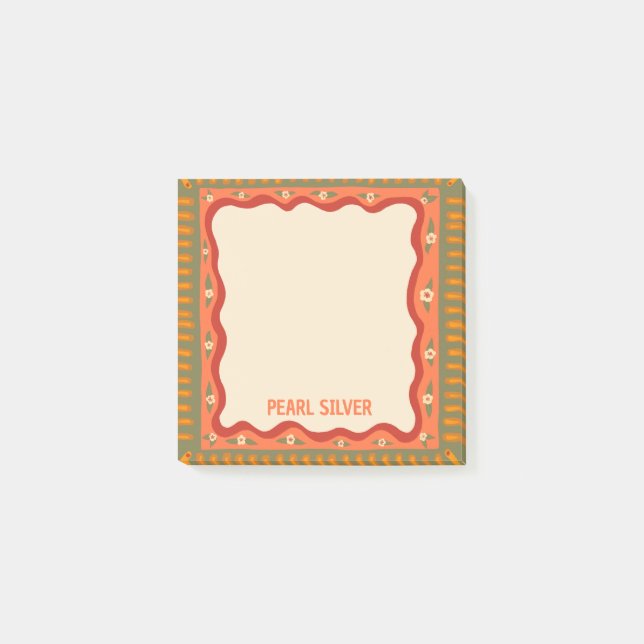 Farbenfrohe Boho CUSTOM Chic Monogramm Personalisi Post-it Klebezettel (Vorderseite)