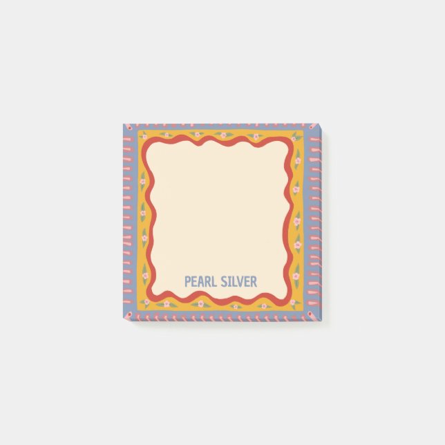 Farbenfrohe Boho CUSTOM Chic Monogramm Personalisi Post-it Klebezettel (Vorderseite)