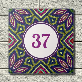 Farbenfrohe Boho Extravagant dekorative Hausnummer Fliese