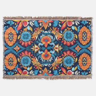 Farbenfrohe Boho Floral Elegante: Vibrant Mandala Decke