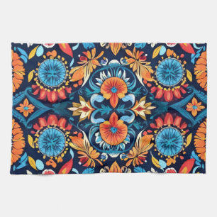 Farbenfrohe Boho Floral Elegante: Vibrant Mandala Geschirrtuch