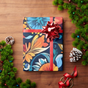 Farbenfrohe Boho-Floral-Eleganz: Vibrantes Mandala Geschenkpapier