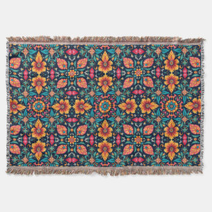 Farbenfrohe Boho floral Muster Elegant Symmetry Decke