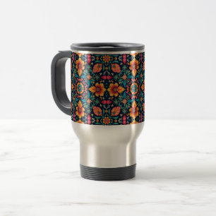 Farbenfrohe Boho floral Muster Elegant Symmetry Reisebecher