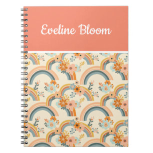 Farbenfrohe Boho Floral und Rainbows Notizblock