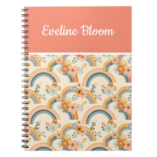Farbenfrohe Boho Floral und Rainbows Notizblock (Vorderseite)