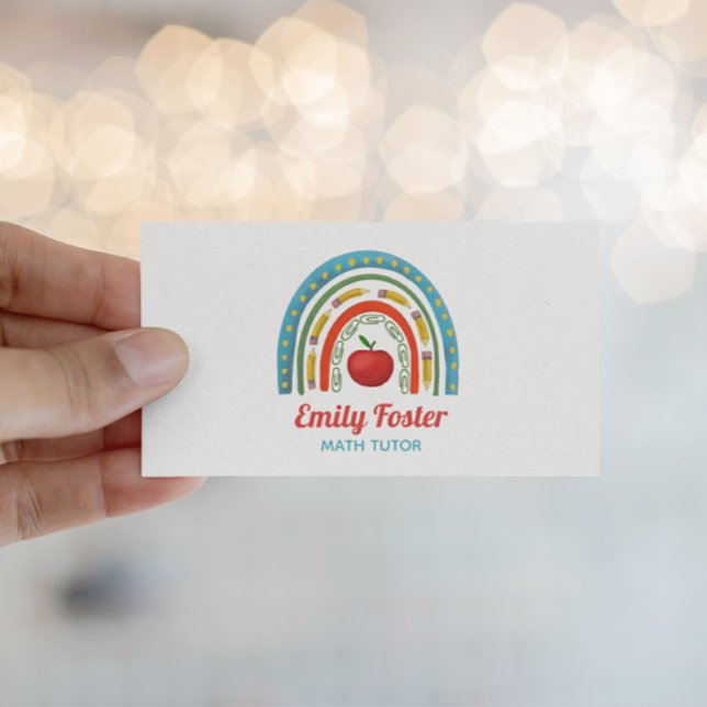 Farbenfrohe Boho Lehrerin Rainbow Custom Visitenkarte (Von Creator hochgeladen)