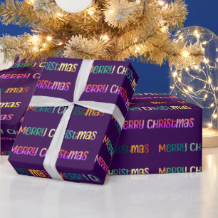 Farbenfrohe Boho-Lila-Weihnachten Geschenkpapier