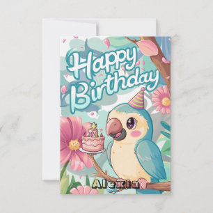Farbenfrohe Boho Parrot Digital Geburtstag Karte
