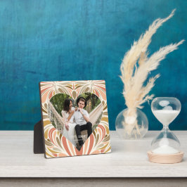 Farbenfrohe Boho Print Herz-Foto mit Jahr Fotoplatte