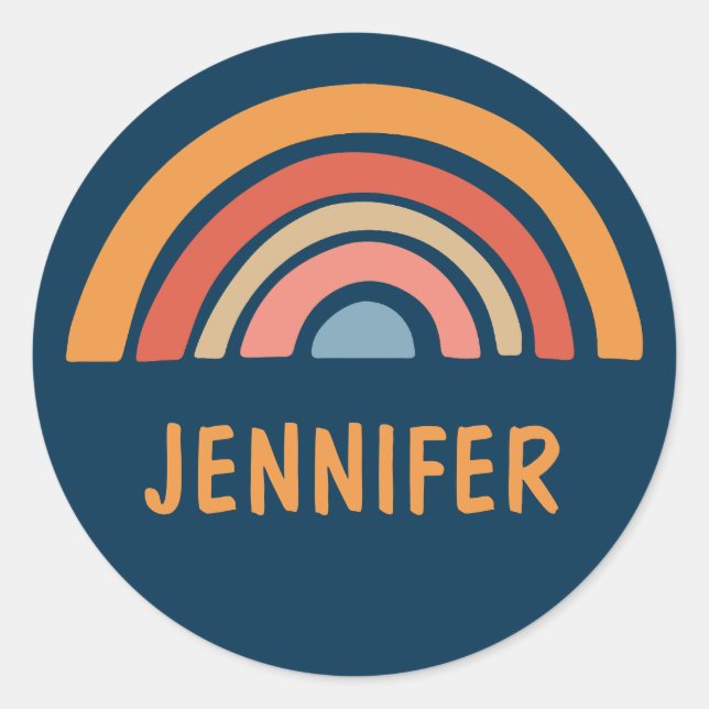 Farbenfrohe Boho-Regenbogengestaltung Runder Aufkleber (Vorderseite)