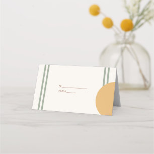Farbenfrohe Boho-Terrakotta-Gelbe-Bögen-Hochzeit Platzkarte