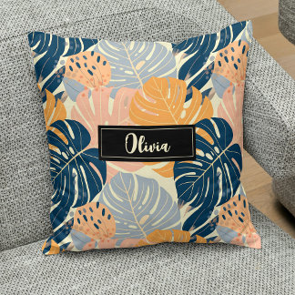Farbenfrohe Boho Tropical Blätter Muster Kissen