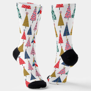 Farbenfrohe Boho Weihnachtsbaumen Muster Socken