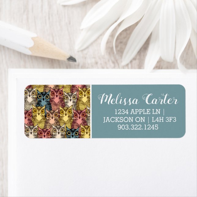 Farbenfrohe Boho Woodland Owl Muster (Insitu)