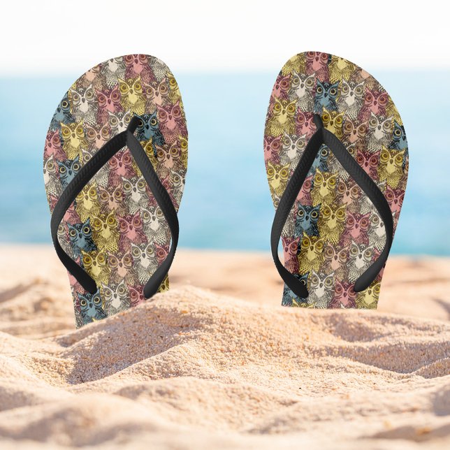 Farbenfrohe Boho Woodland Owl Muster Flip Flops (Owl Pattern Flipflops)