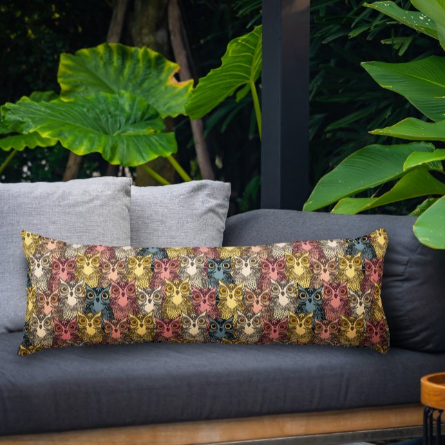 Farbenfrohe Boho Woodland Owl Muster Seitenschläferkissen (Owl Pattern Body Pillow)