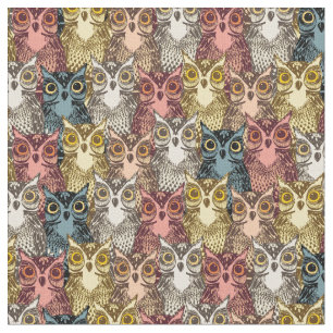 Farbenfrohe Boho Woodland Owl Muster Stoff