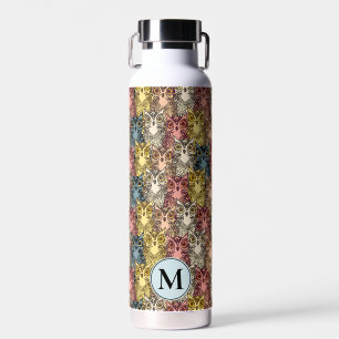 Farbenfrohe Boho Woodland Owl Pattern & Monogram Trinkflasche