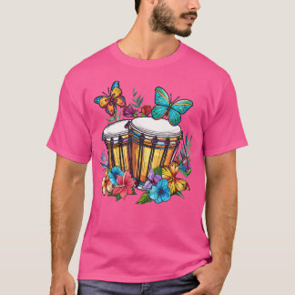 Farbenfrohe Bongo-Trommel mit Schmetterlingen I Bo T-Shirt