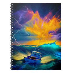 Farbenfrohe Bootskunst Notizblock