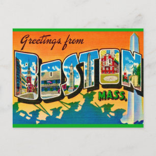 Farbenfrohe Boston Gruß Postkarte