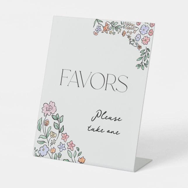 Farbenfrohe botanische Brautparty-Favoriten-Zeiche Sockelschild (Vorderseite)