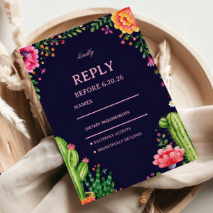 Farbenfrohe Botanische Elegante Florale Mexikanisc RSVP Karte