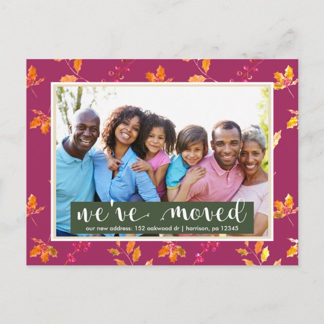 Farbenfrohe botanische Foto Adressenänderung Ankündigungspostkarte (Vorderseite)