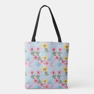 Farbenfrohe botanische Frühlingsblumen-Tragetasche