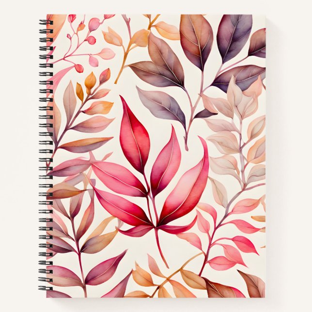 Farbenfrohe botanische Kunst-Spirale Notizbuch (Vorderseite)