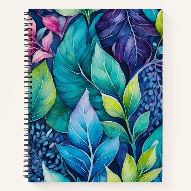 Farbenfrohe botanische Kunst-Spirale Notizbuch (Vorderseite)