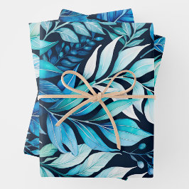 Farbenfrohe Botanische Kunstbekleidung Geschenkpapier Set