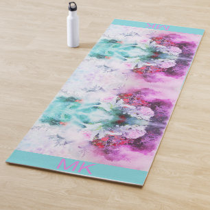 Farbenfrohe botanische Monogramm-Yogamatte Yogamatte