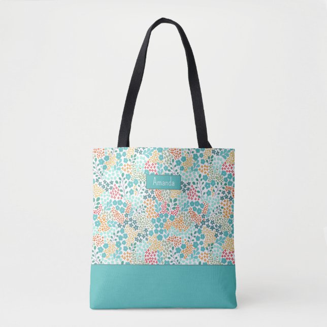Farbenfrohe Botanische Tote Tasche (Vorderseite)