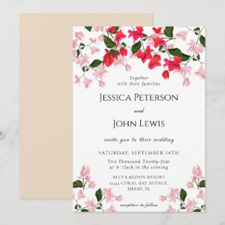 Farbenfrohe Bougainvillea Blume Einladung Hochzeit